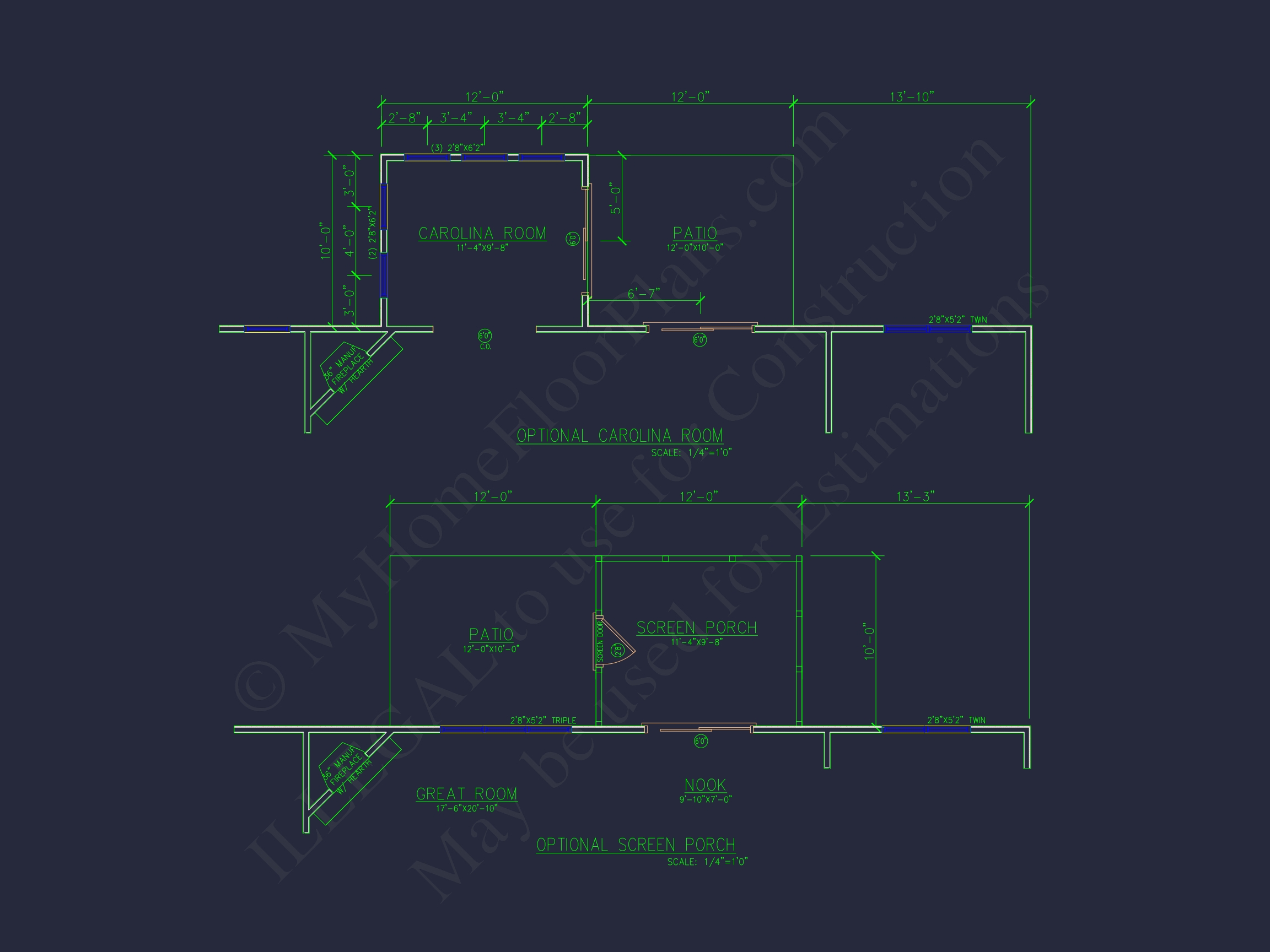 Modern Craftsman Home Plan - Detailed Floor Plan and CAD Design