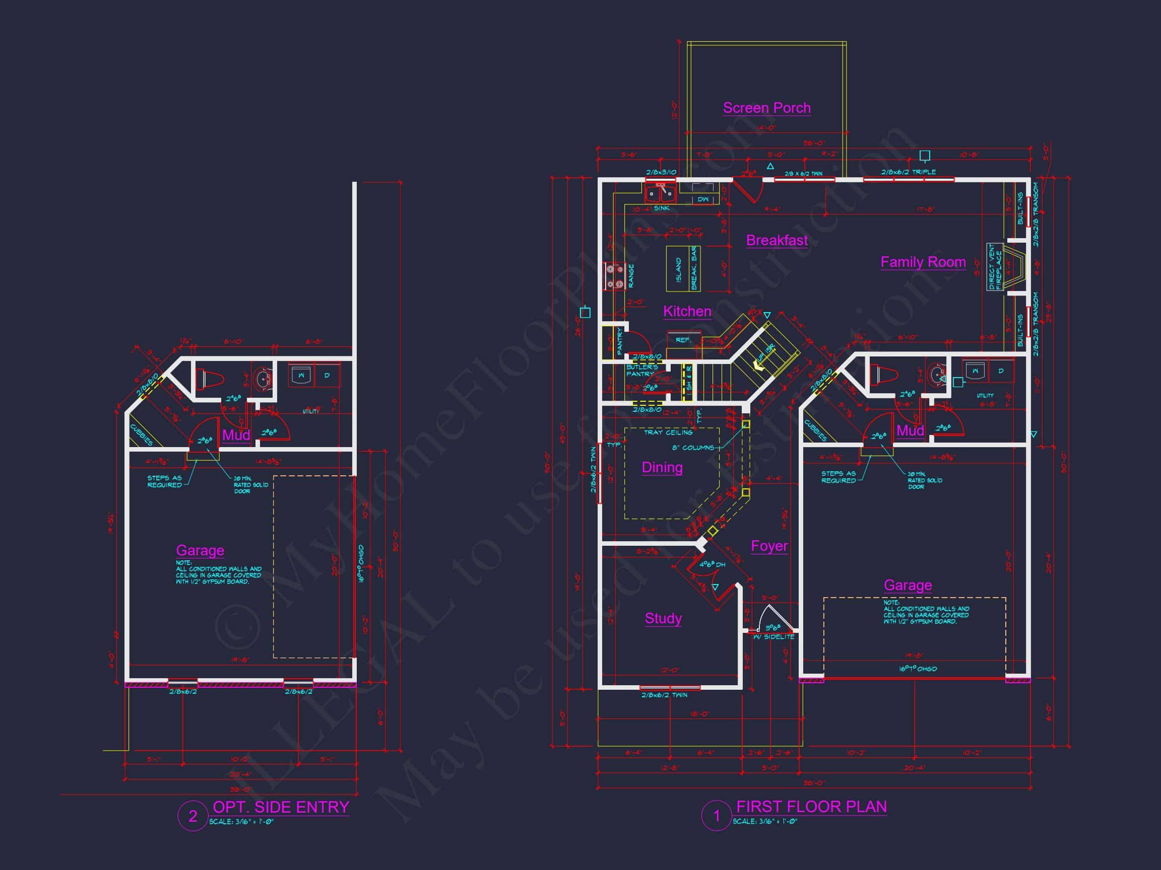 Modern Craftsman house Plan: Floor Plans,CAD & Designs