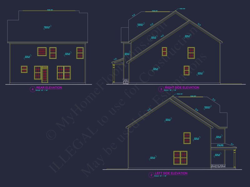 Modern Craftsman house Plan: Spacious CAD Architecture Blueprint