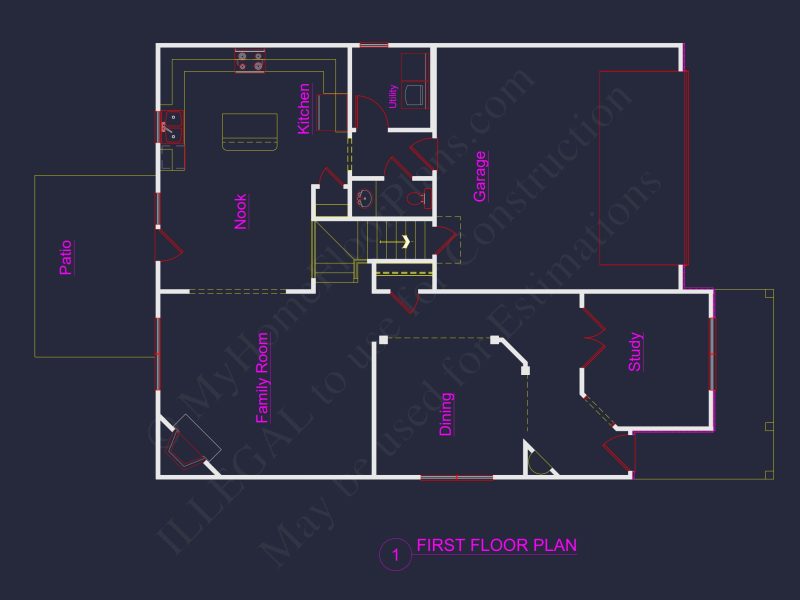 Modern Craftsman house Plan: Spacious CAD Architecture Blueprint