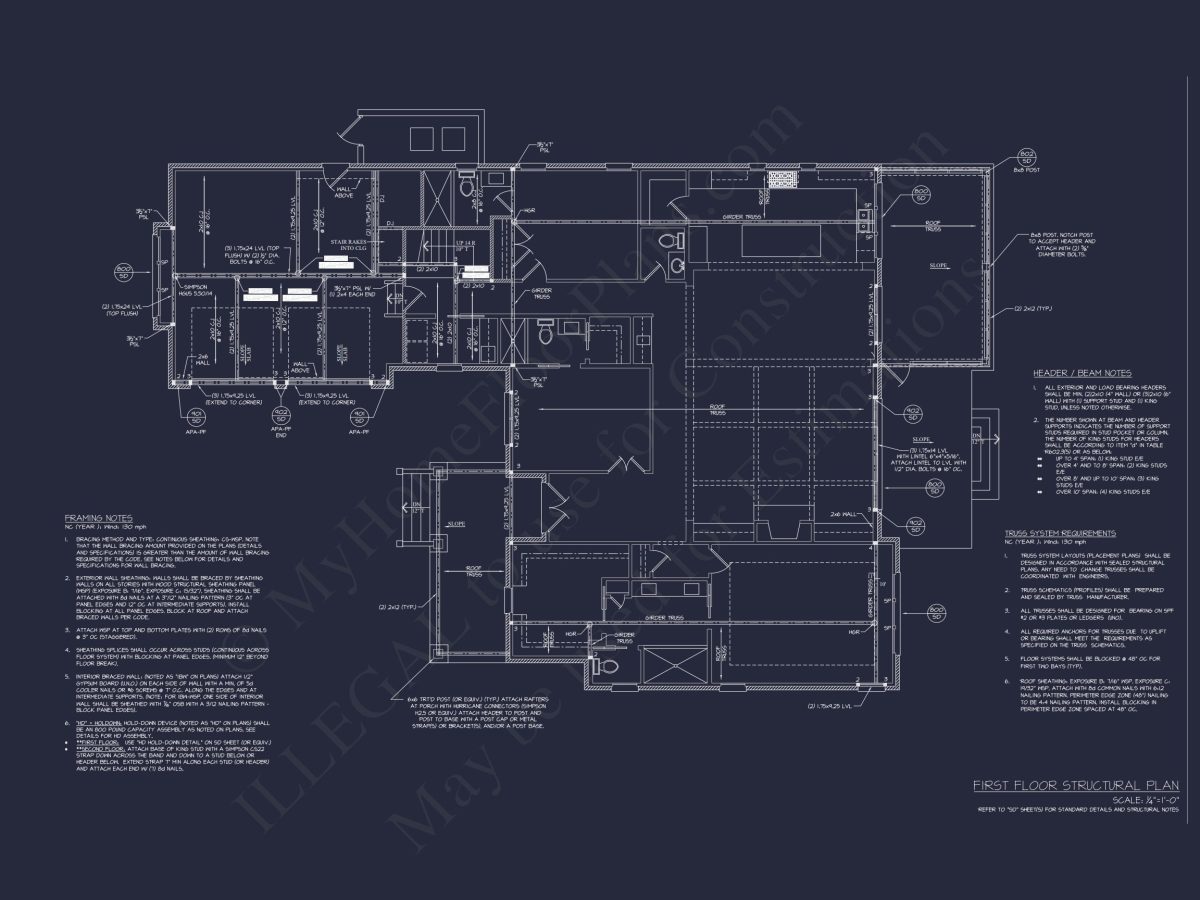 Modern Craftsman house Plan with 1.5 Floors, CAD Designs, and Blueprint