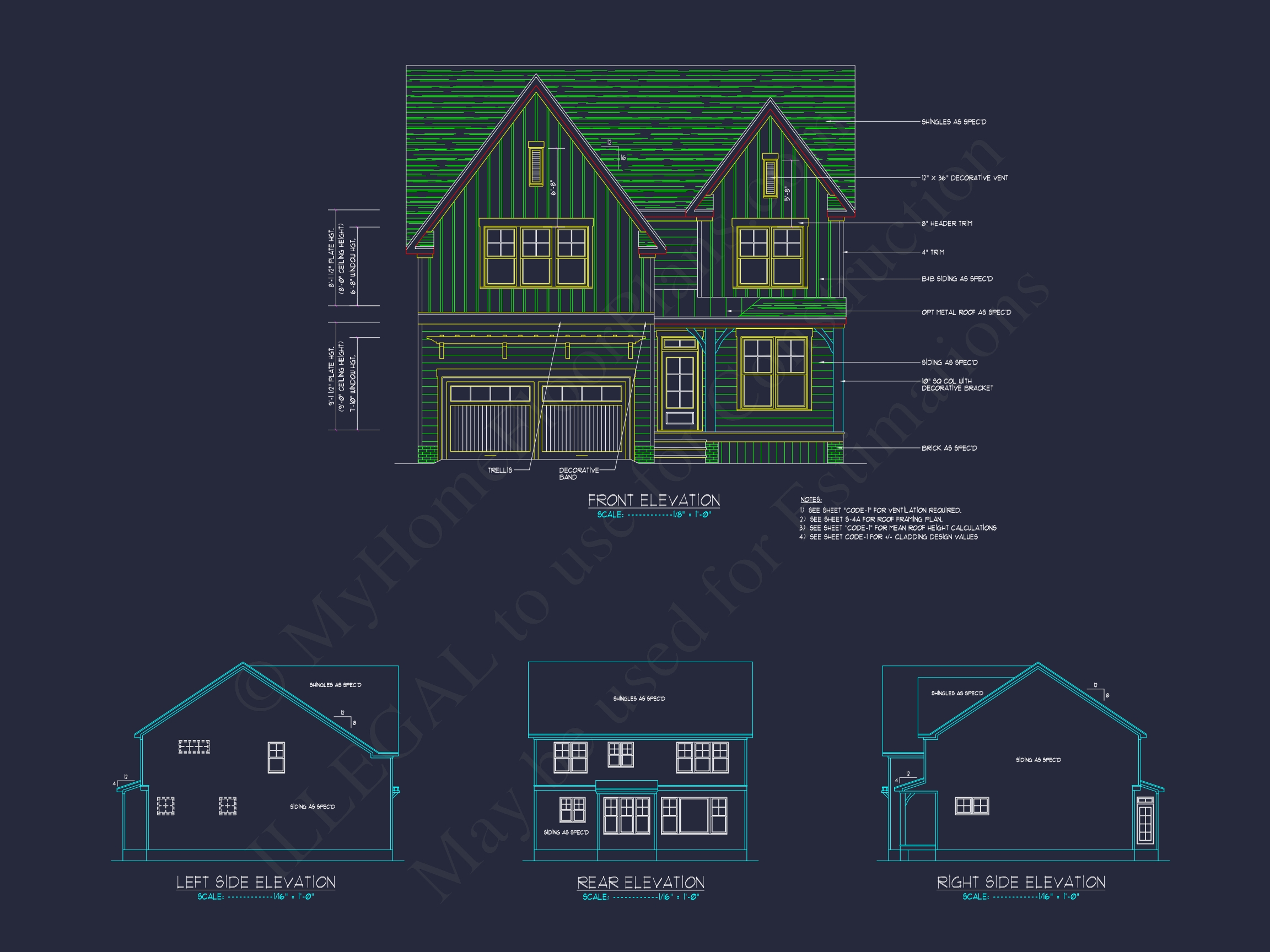 Modern Craftsman Home Plan with 2 Floors & Detailed Blueprint