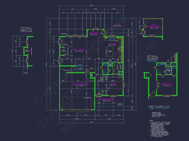 Modern Craftsman house Plan with 2 Floors & Detailed Blueprint