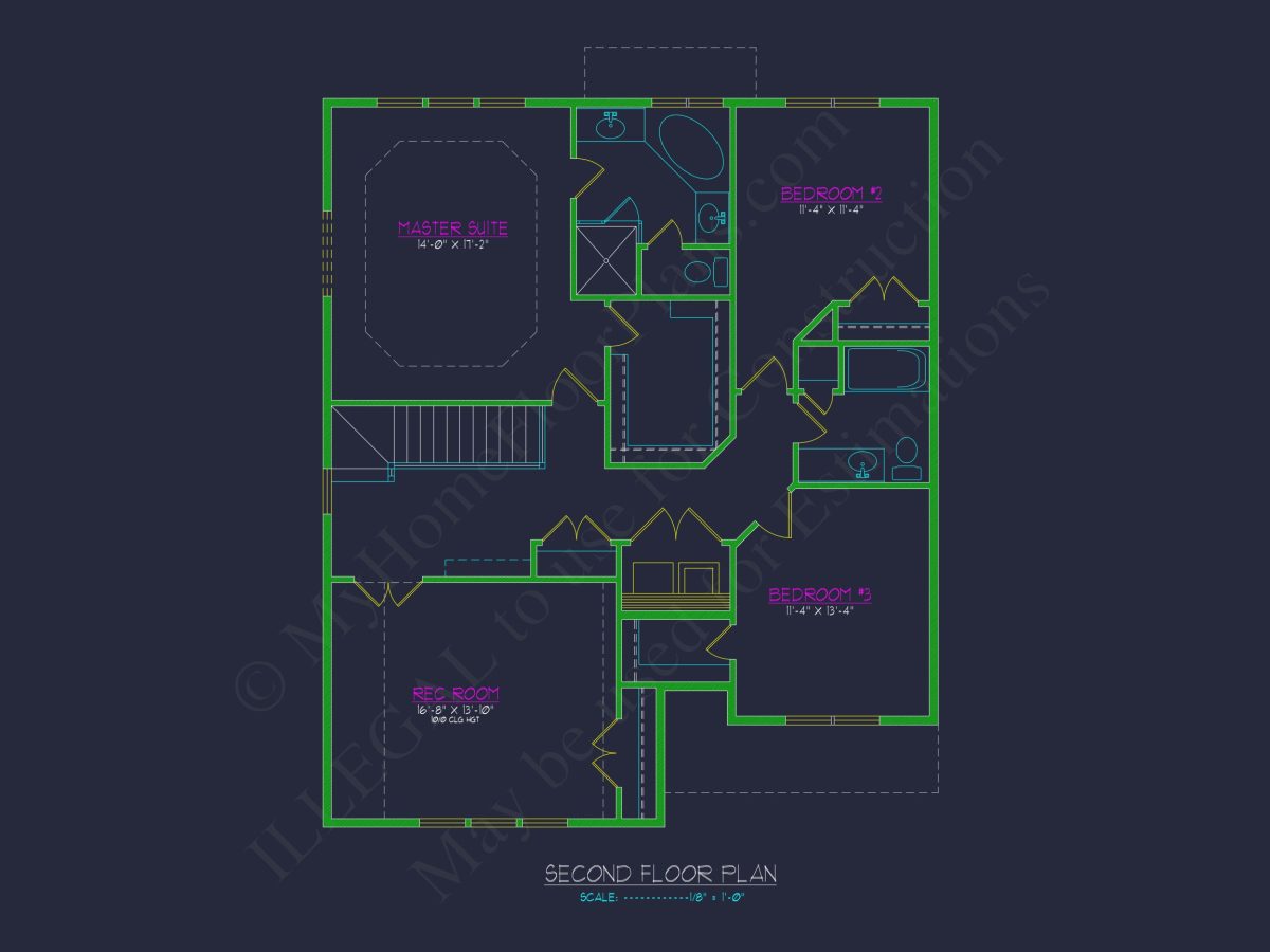 Modern Craftsman house Plan with 2 Floors & Detailed Blueprint