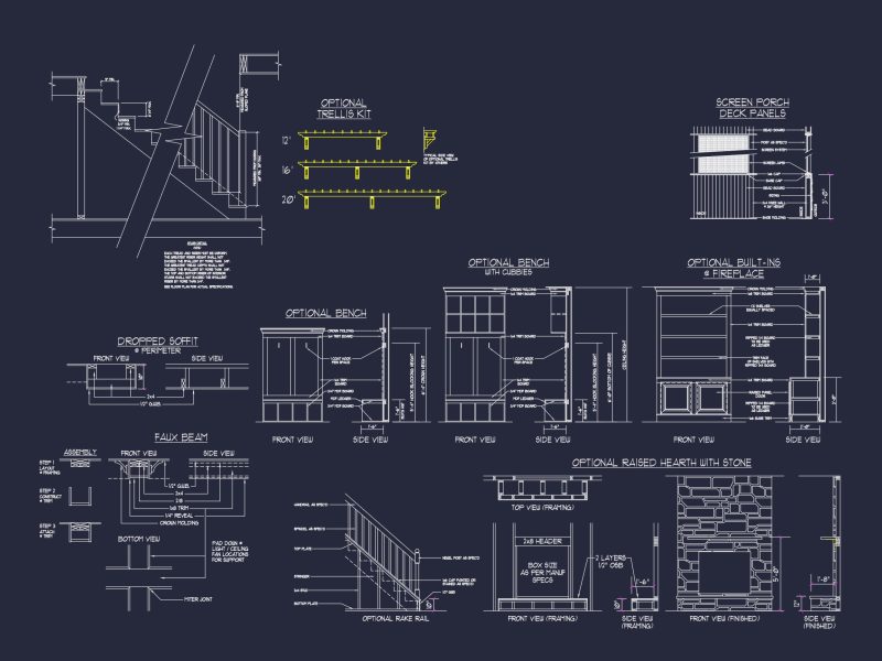 Modern Craftsman house Plan with 2 Floors & Detailed CAD Designs