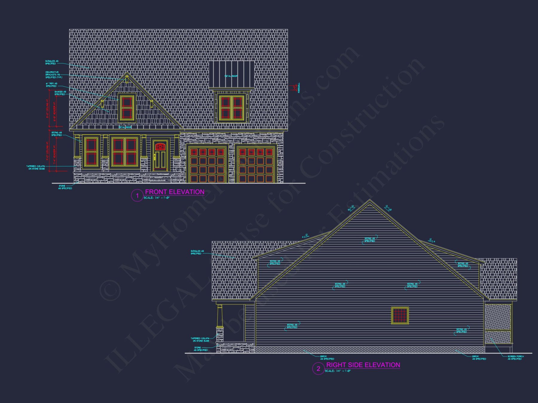 Modern Craftsman house Plan with 2 Floors and 3 Bedrooms