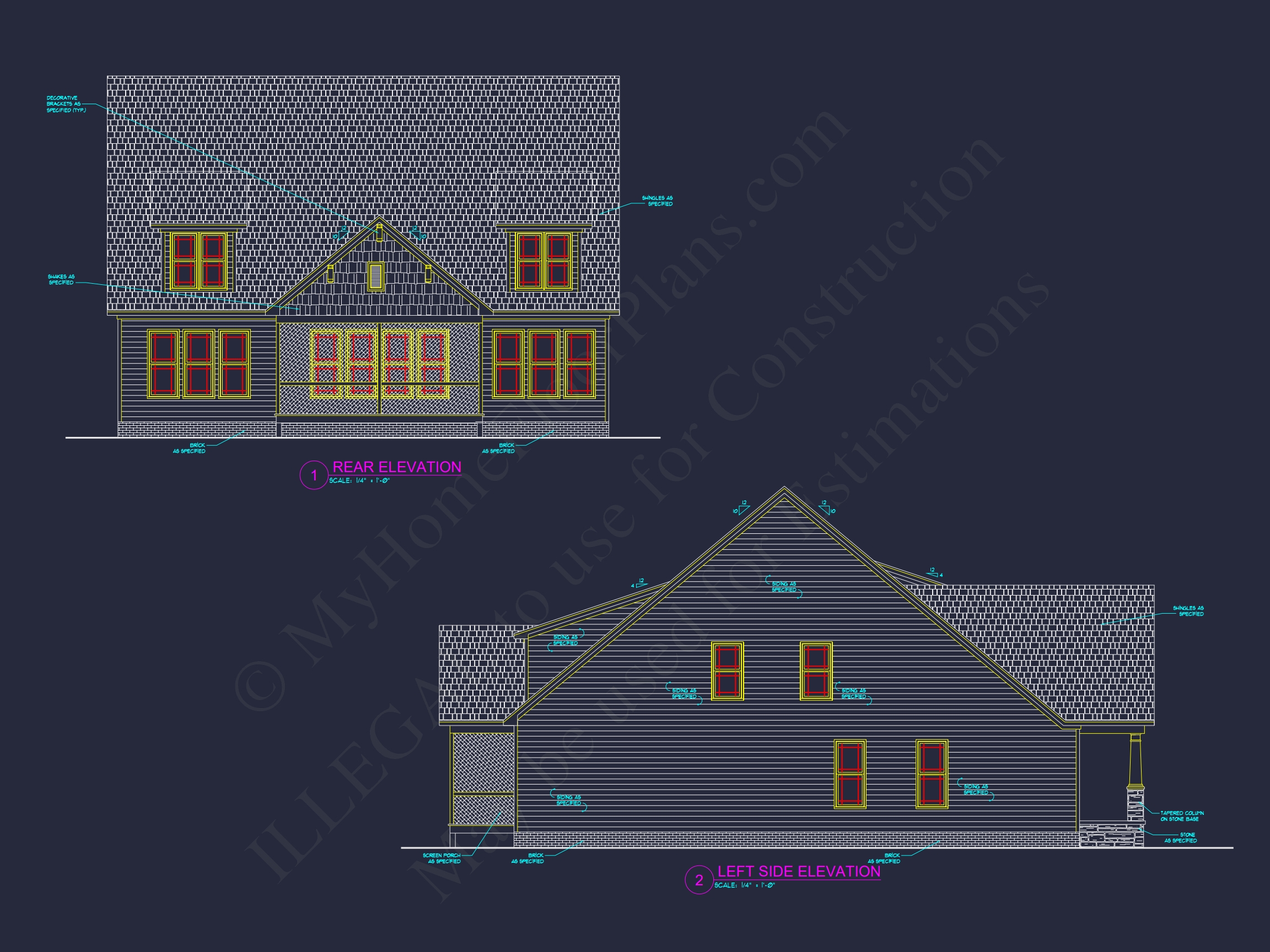 Modern Craftsman Home Plan with 2 Floors and 3 Bedrooms