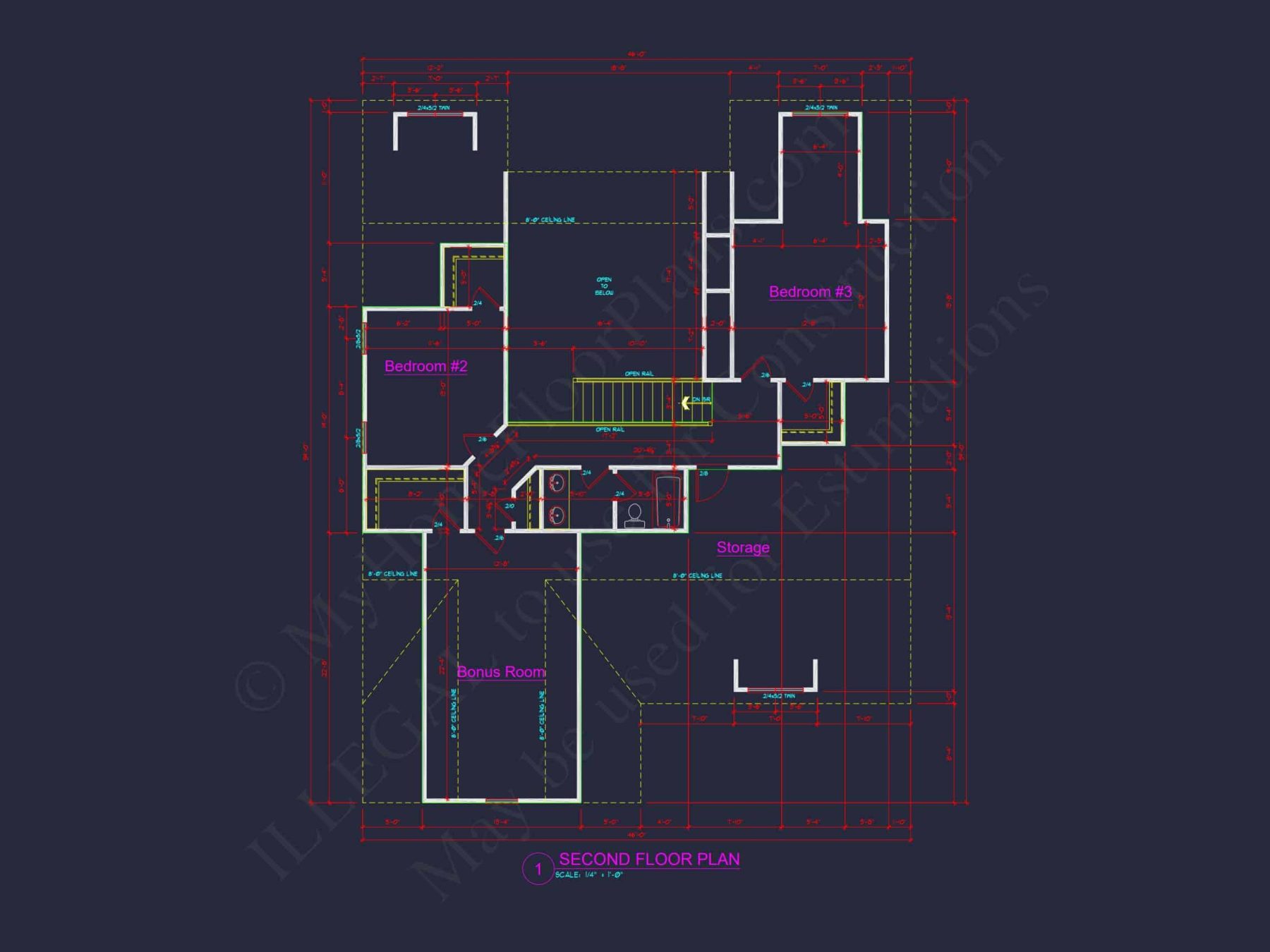 Modern Craftsman house Plan with 2 Floors and 3 Bedrooms