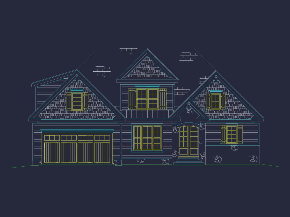 Modern Craftsman house Plan with 2 Floors and 4 Bedrooms