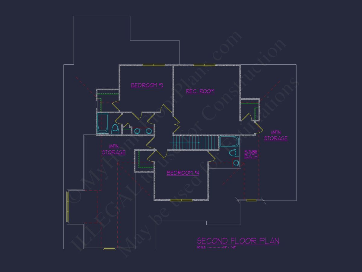 Modern Craftsman house Plan with 2 Floors and 4 Bedrooms