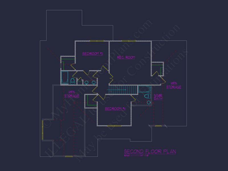 Modern Craftsman house Plan with 2 Floors and 4 Bedrooms