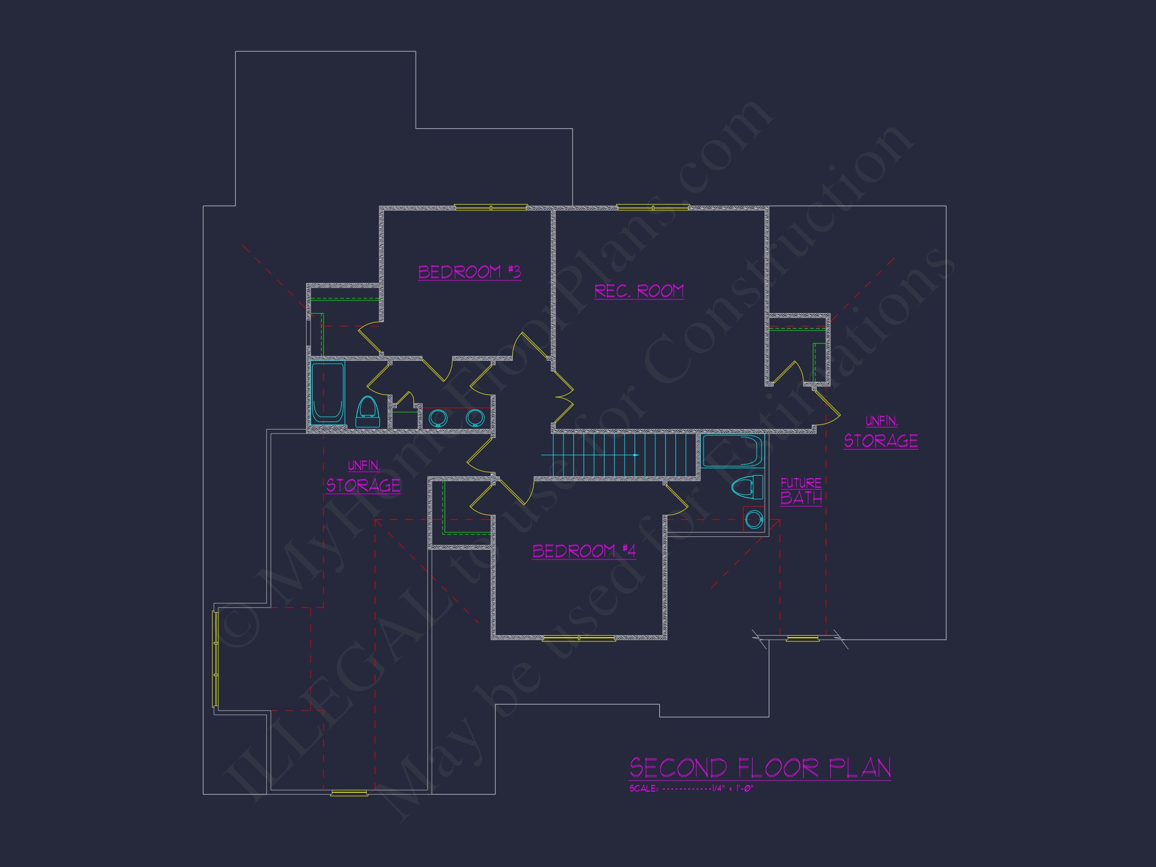 Modern Craftsman house Plan with 2 Floors and 4 Bedrooms