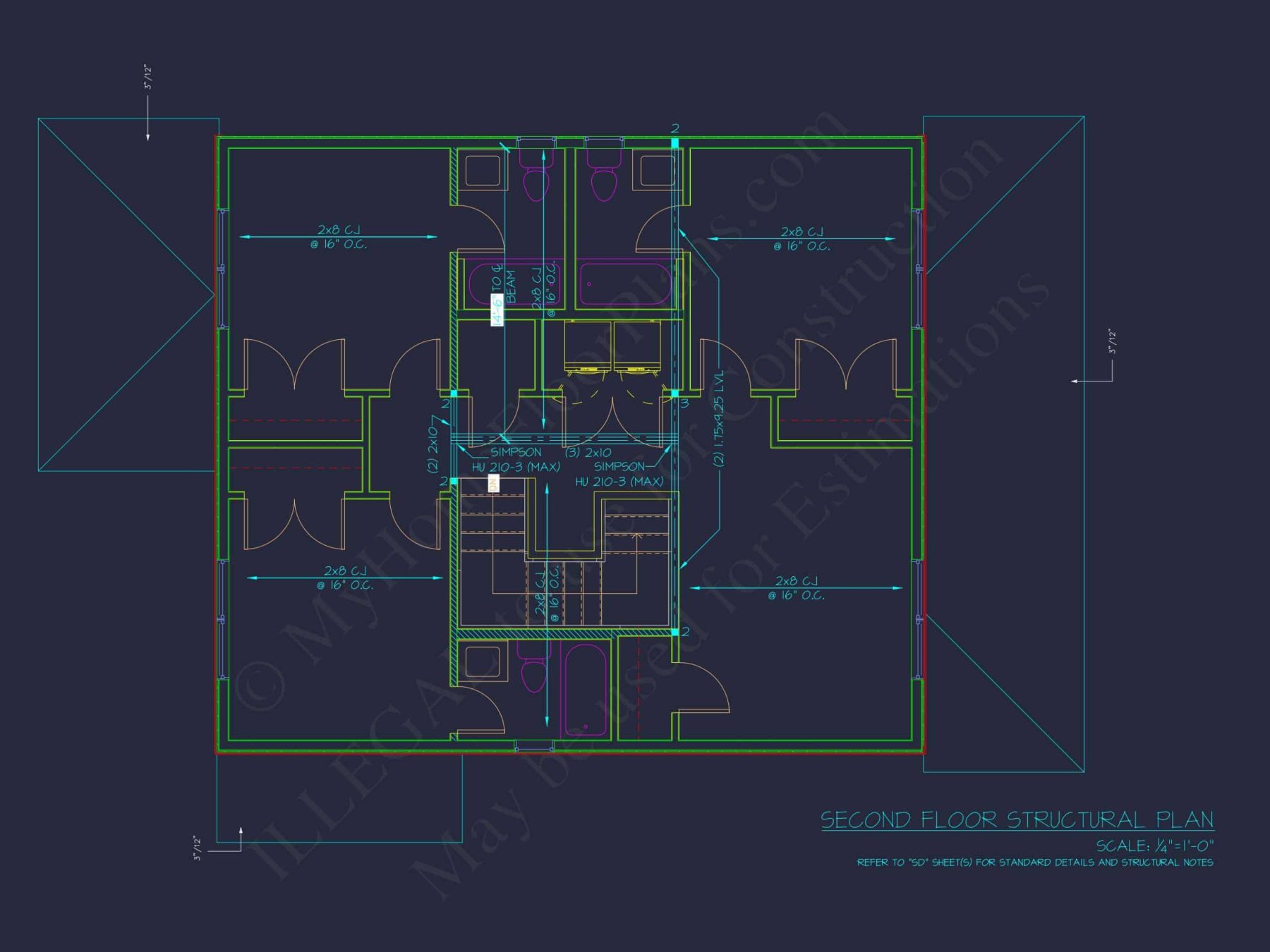 Modern Craftsman house Plan with 2 Floors and 5 Bedrooms