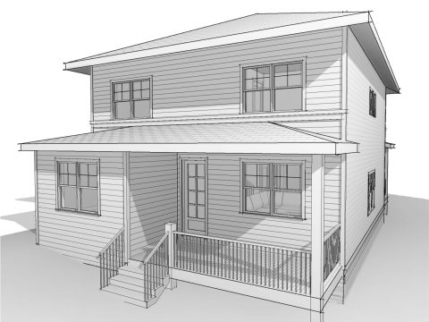 Modern Craftsman house Plan with 2 Floors and 5 Bedrooms