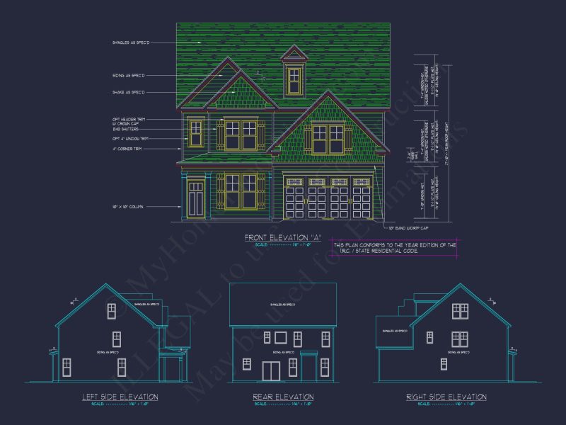 Modern Craftsman house Plan with 2 Floors and CAD Designs