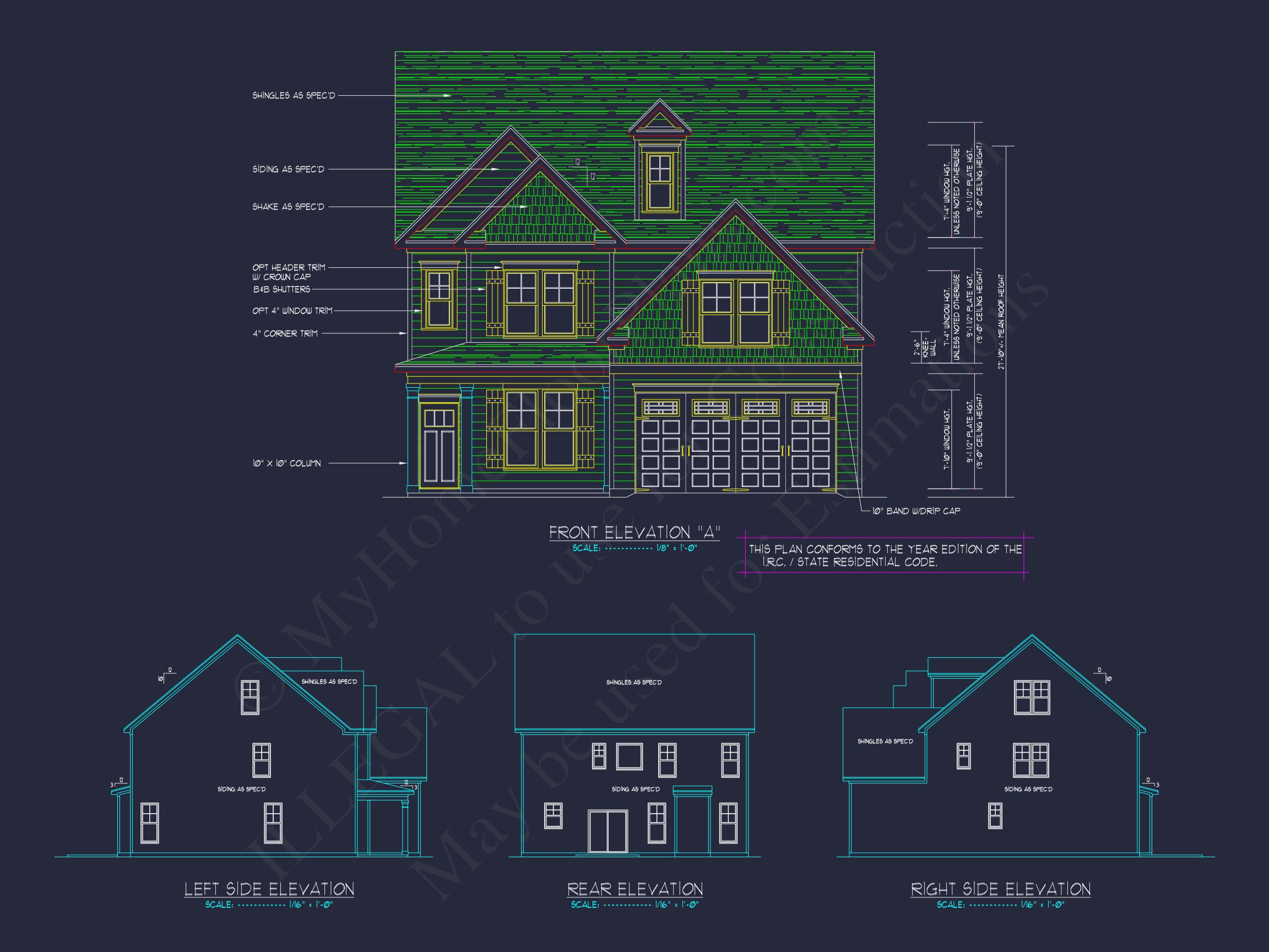 Modern Craftsman house Plan with 2 Floors and CAD Designs