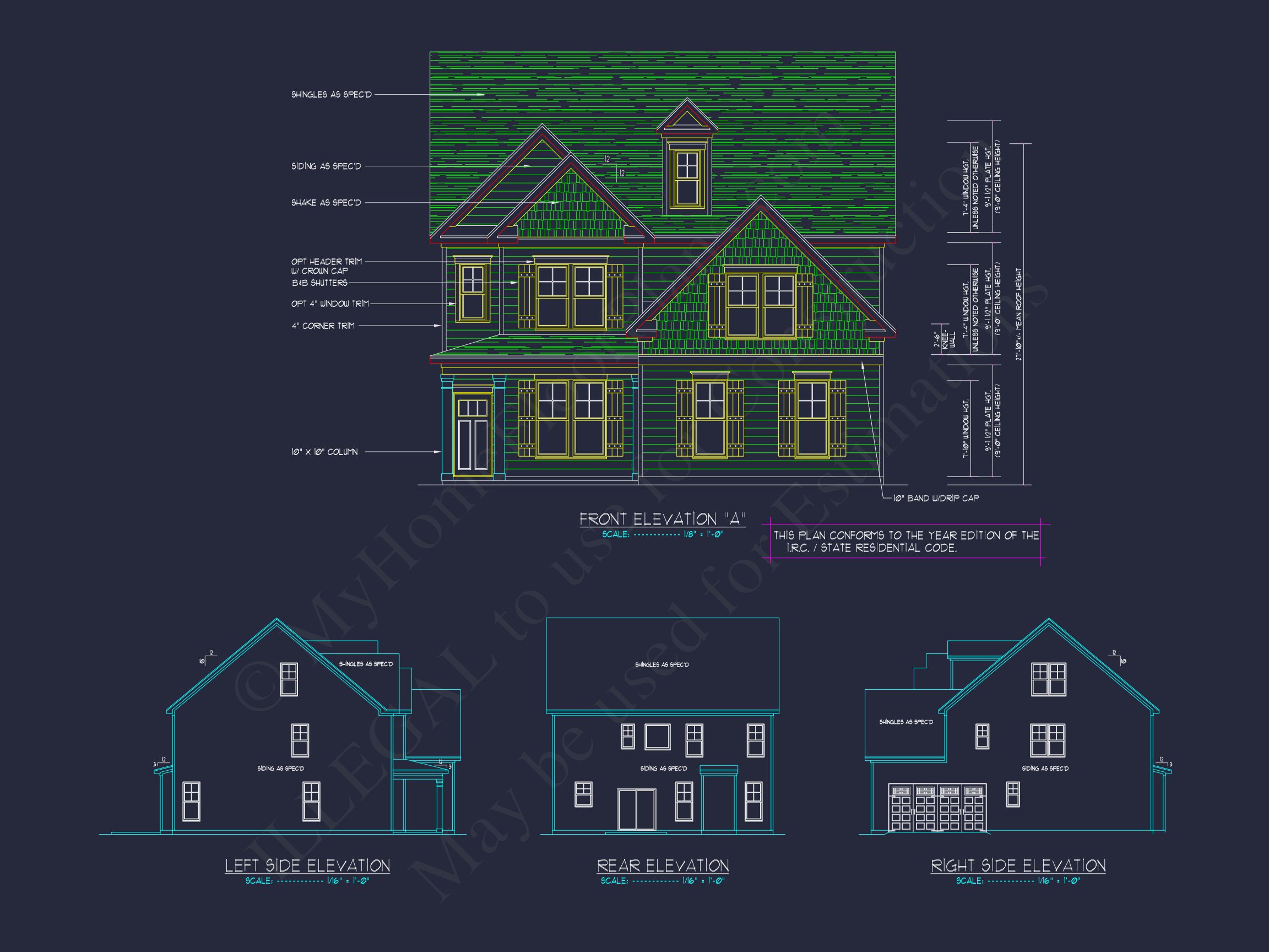 Modern Craftsman house Plan with 2 Floors and CAD Designs
