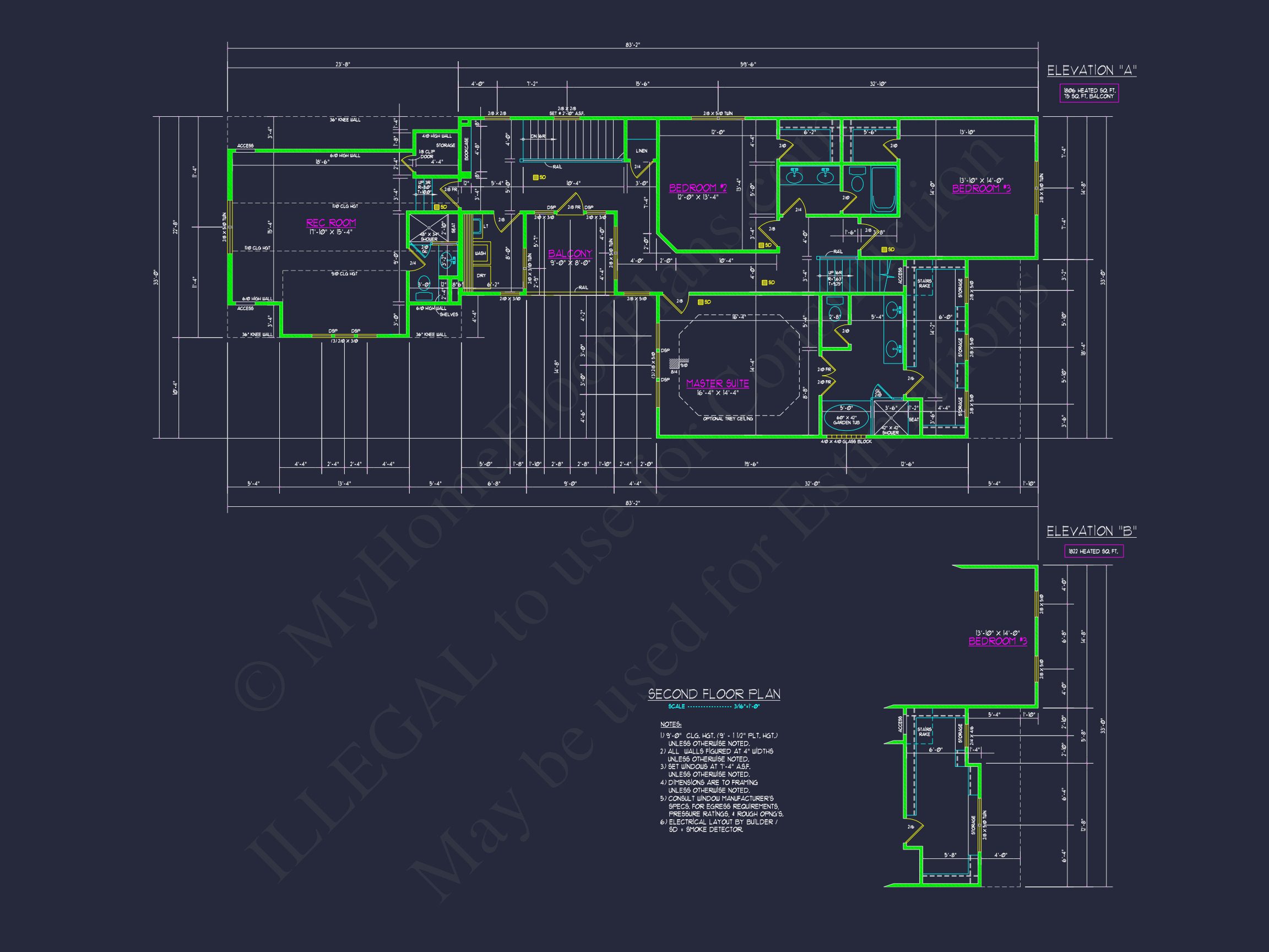 Modern Craftsman Home Plan with 2 Floors and Unique Features