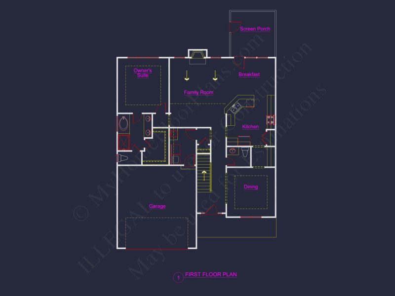 Modern Craftsman house Plan with 2 Floors, Garage & Attic