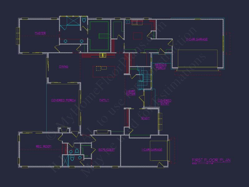 Modern Craftsman house Plan with 2-Story Blueprint Designs
