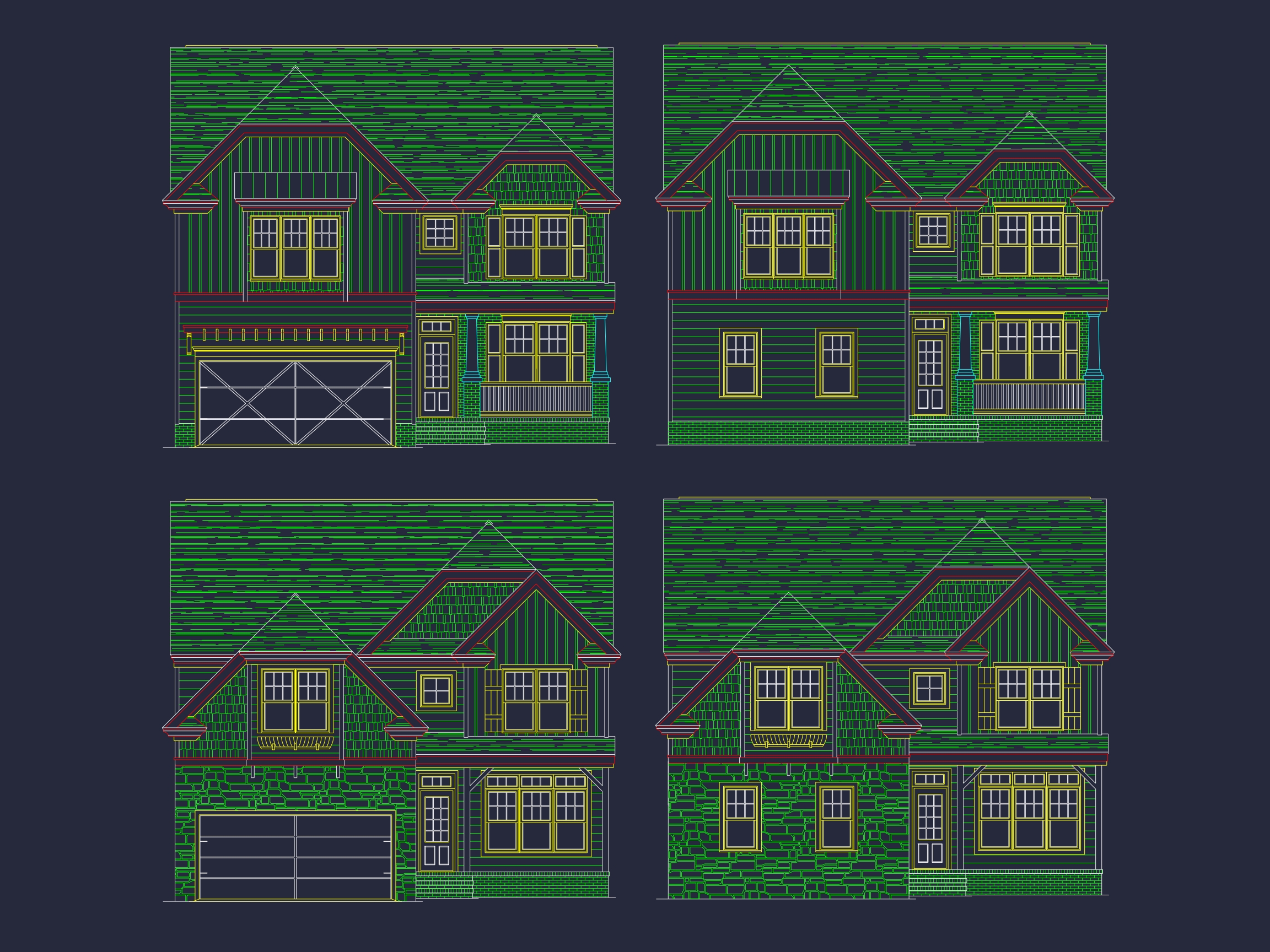 Modern Craftsman Home Plan with 2-Story CAD Designed Blueprint