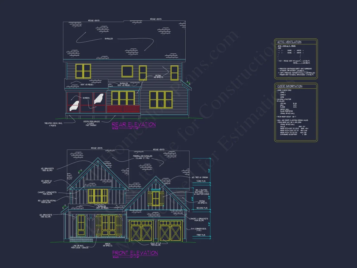 Modern Craftsman house Plan with 2.5 Floors and 4 Bedrooms