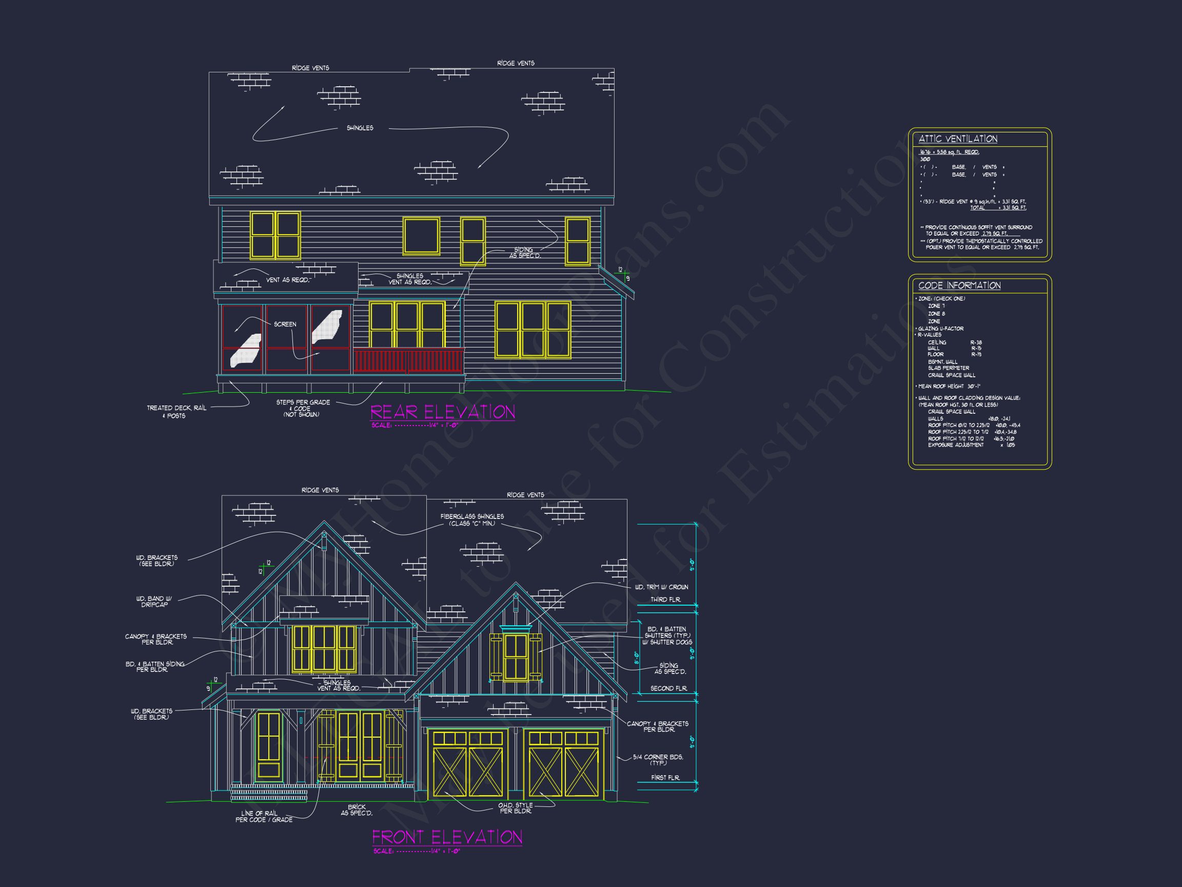 Modern Craftsman house Plan with 2.5 Floors and 4 Bedrooms
