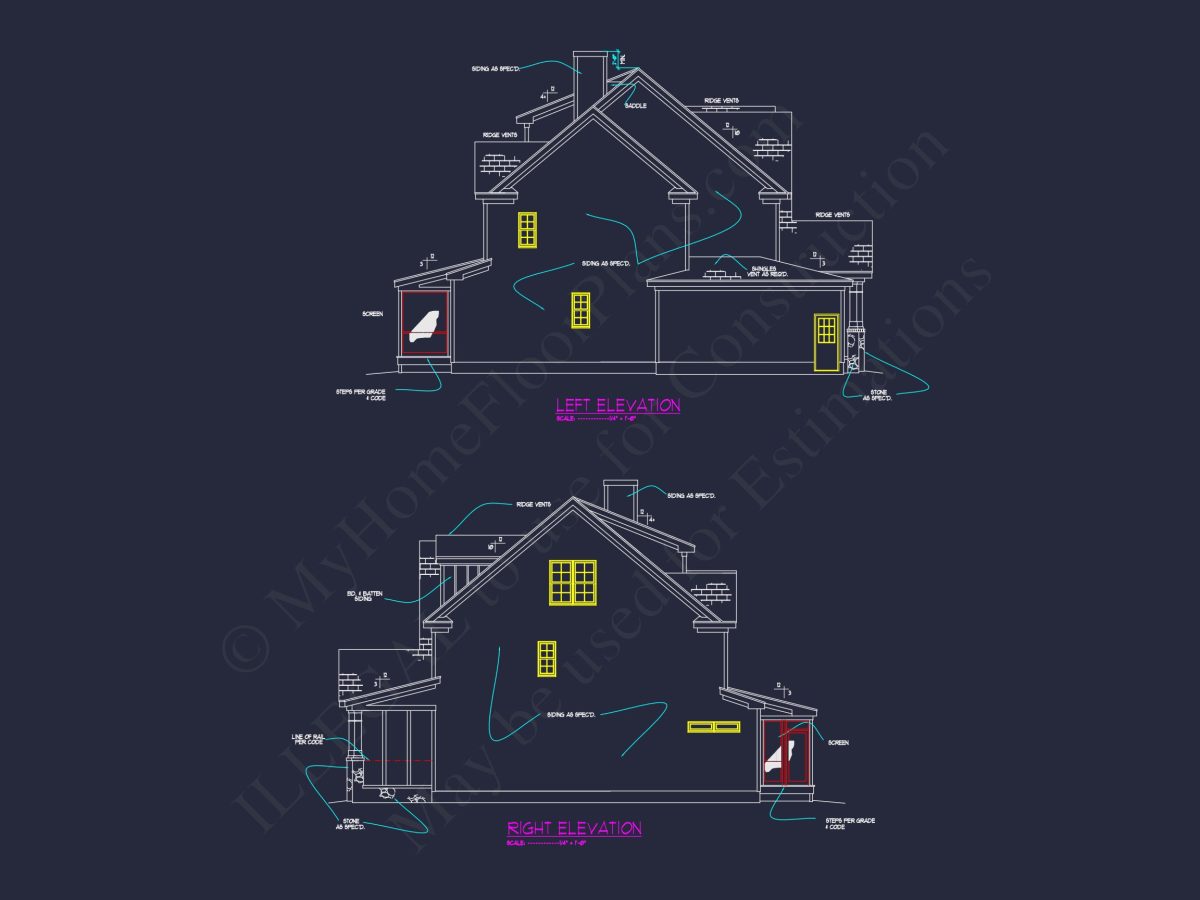 "Three-story modern craftsman house plan showcasing open design layout"