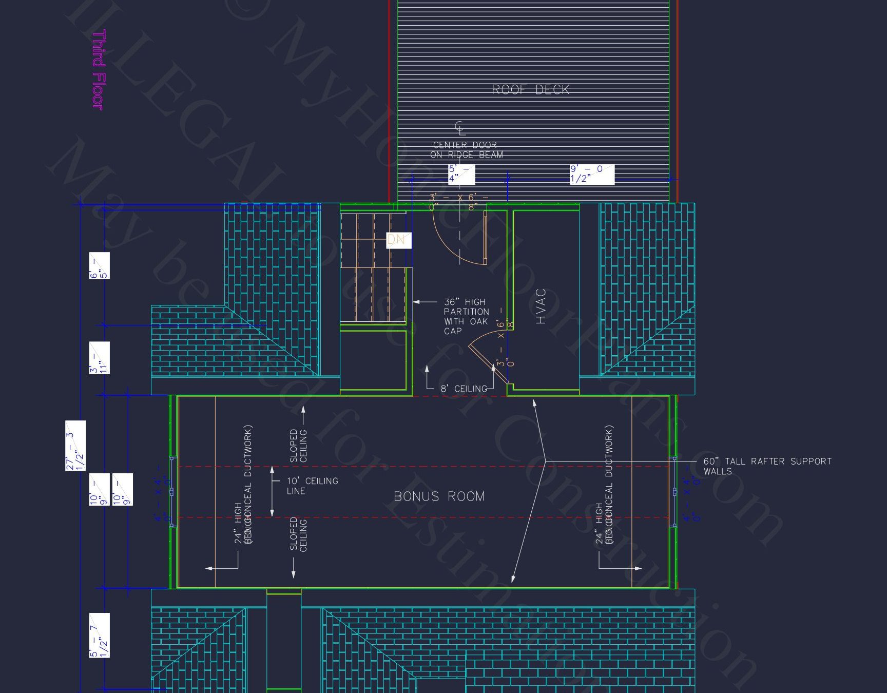 Modern Craftsman house Plan with 3 Floors and Rooftop Terrace