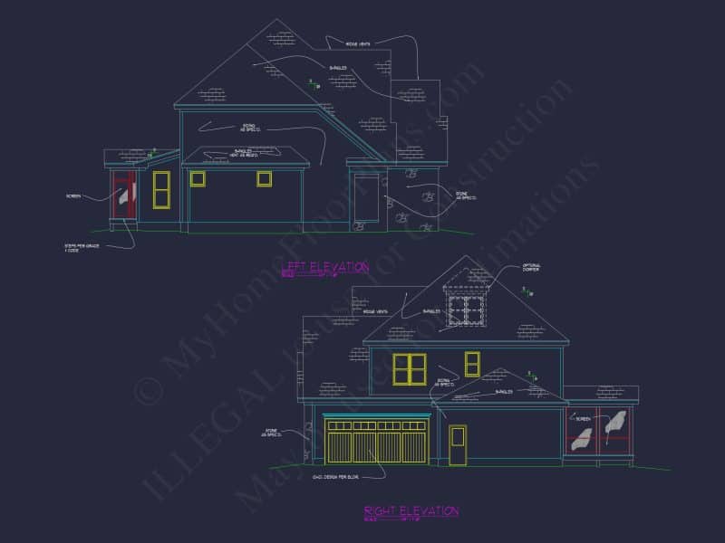 Modern Craftsman house Plan with 3 Floors and Unique Designs