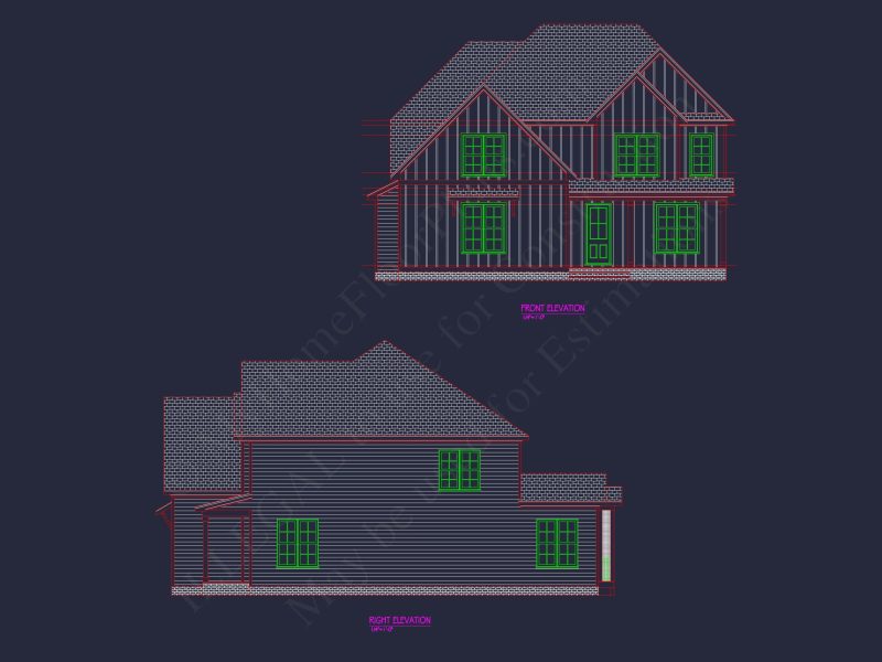 Modern Craftsman house Plan with 4 Bedrooms and 2 Floors