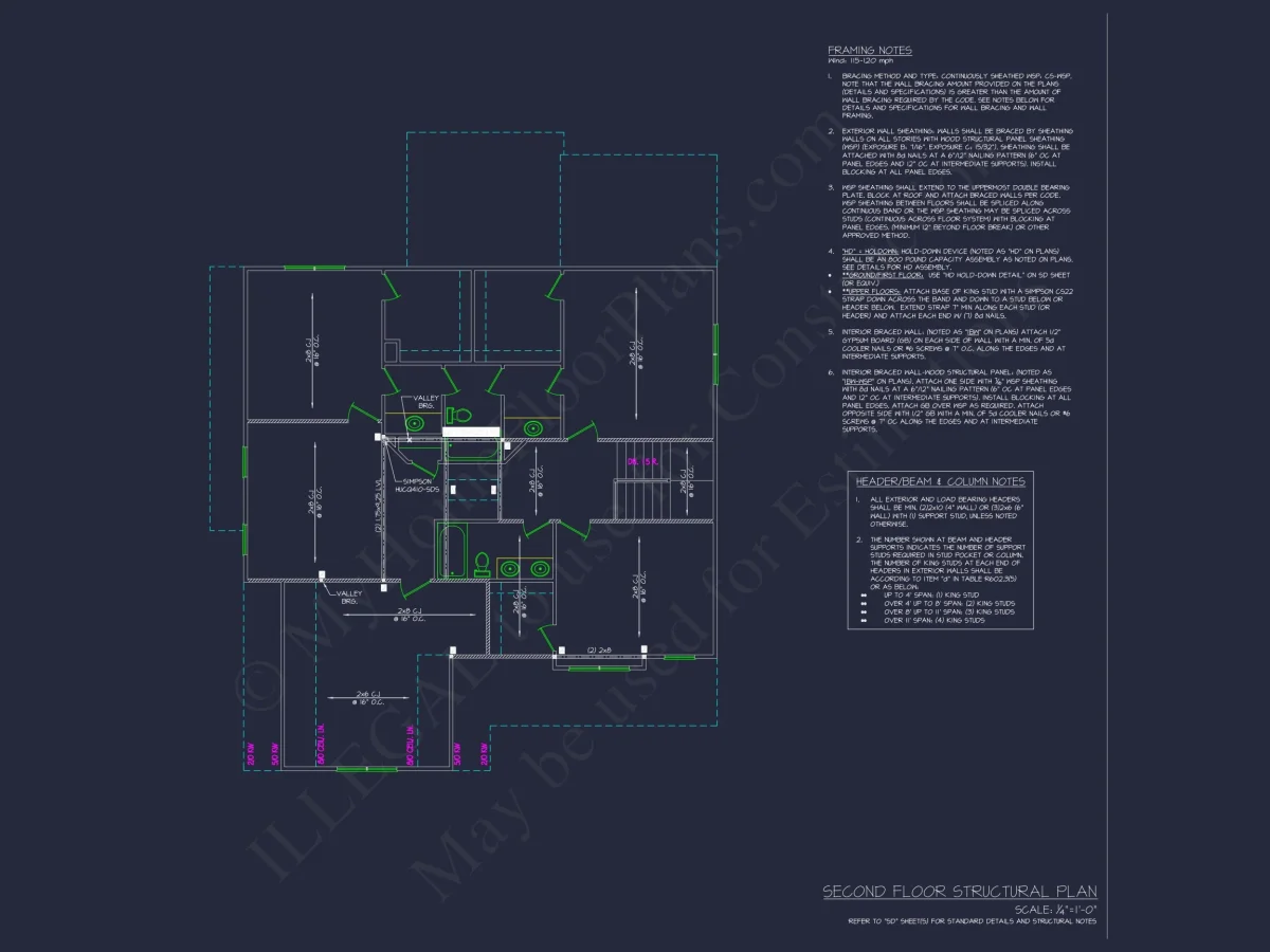 Modern Craftsman house Plan with 4 Bedrooms and 2 Floors