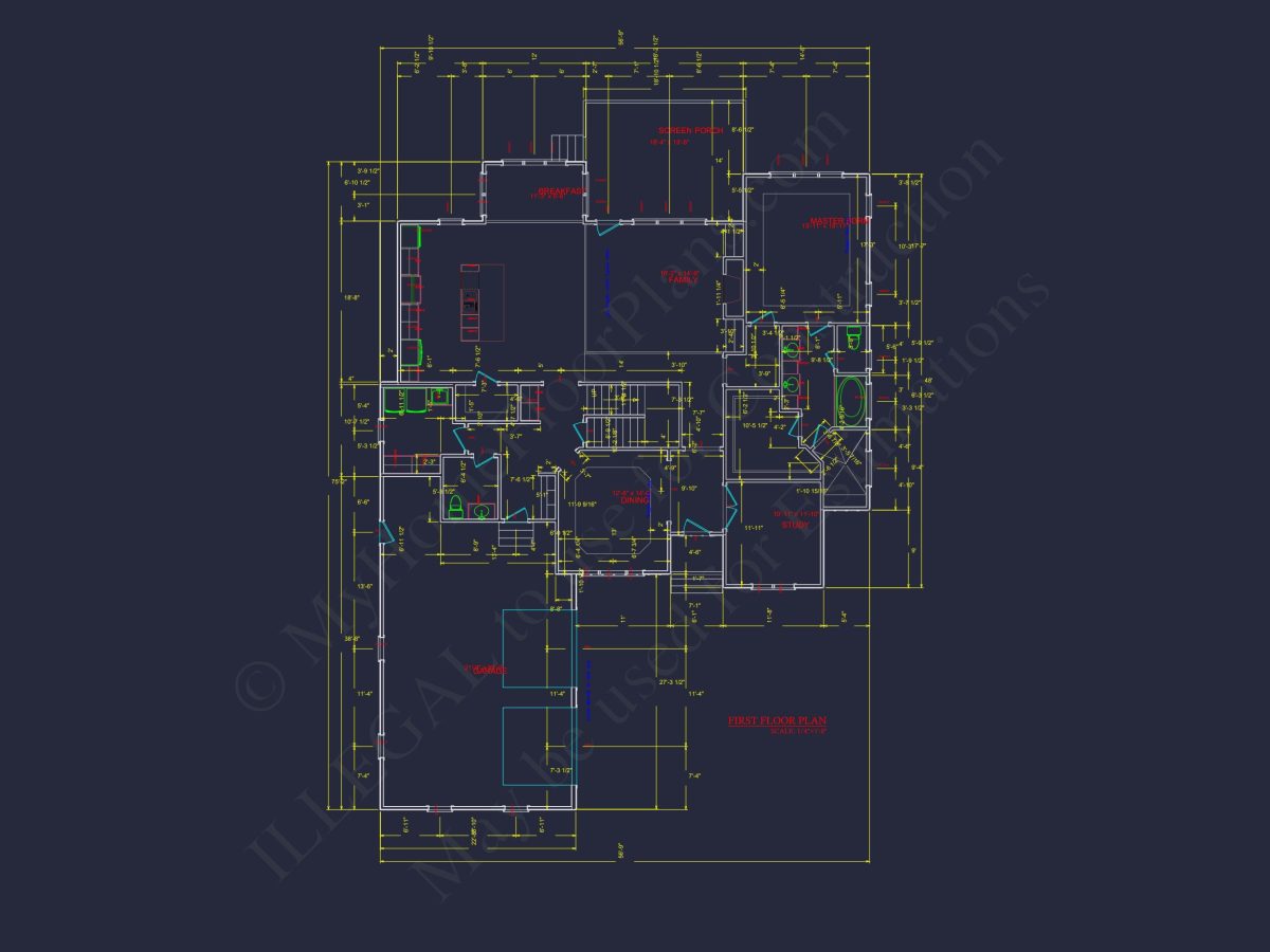 Modern Craftsman house Plan with 4 Bedrooms and CAD Designs
