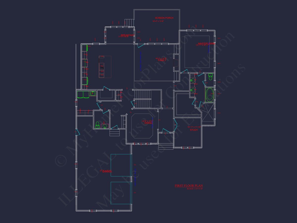 Modern Craftsman house Plan with 4 Bedrooms and CAD Designs