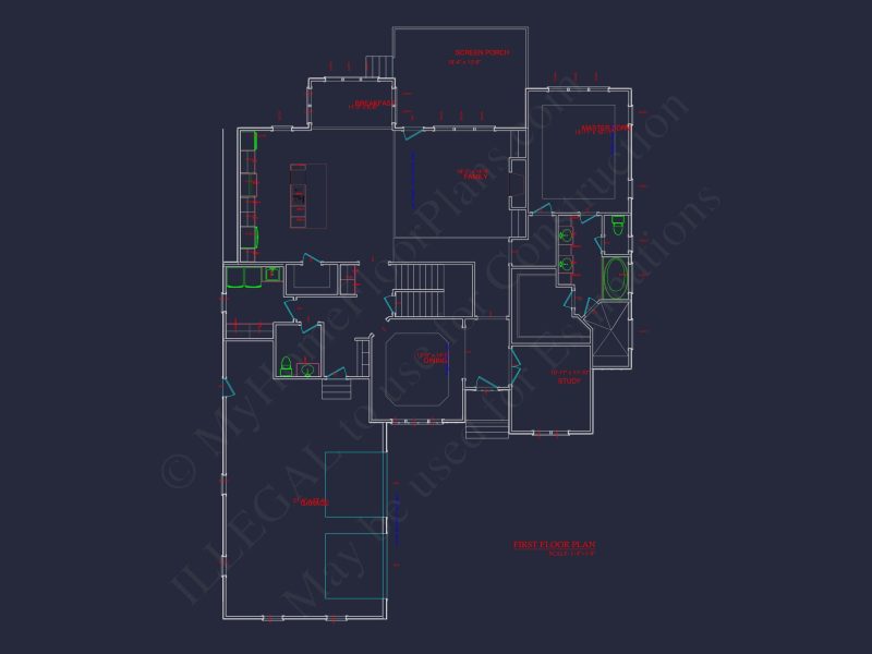 Modern Craftsman house Plan with 4 Bedrooms and CAD Designs