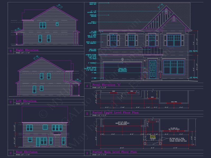 Modern Craftsman house Plan with 4 Beds and 3 Stories