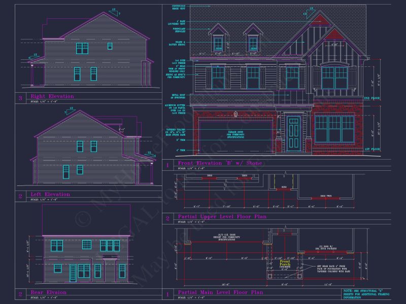 Modern Craftsman house Plan with 4 Beds and 3 Stories