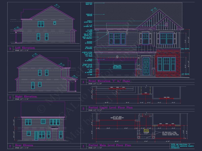 Modern Craftsman house Plan with 4 Beds and 3 Stories