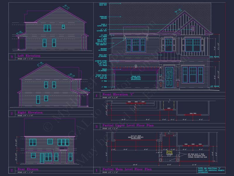 Modern Craftsman house Plan with 4 Beds and 3 Stories