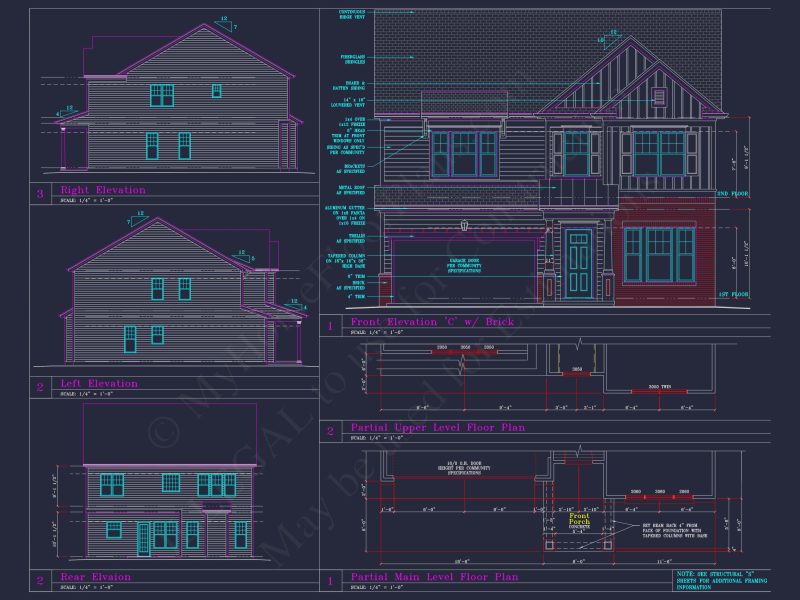 Modern Craftsman house Plan with 4 Beds and 3 Stories