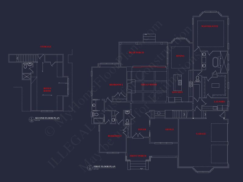 Modern Craftsman house Plan with Bonus Room and 1.5 Floors