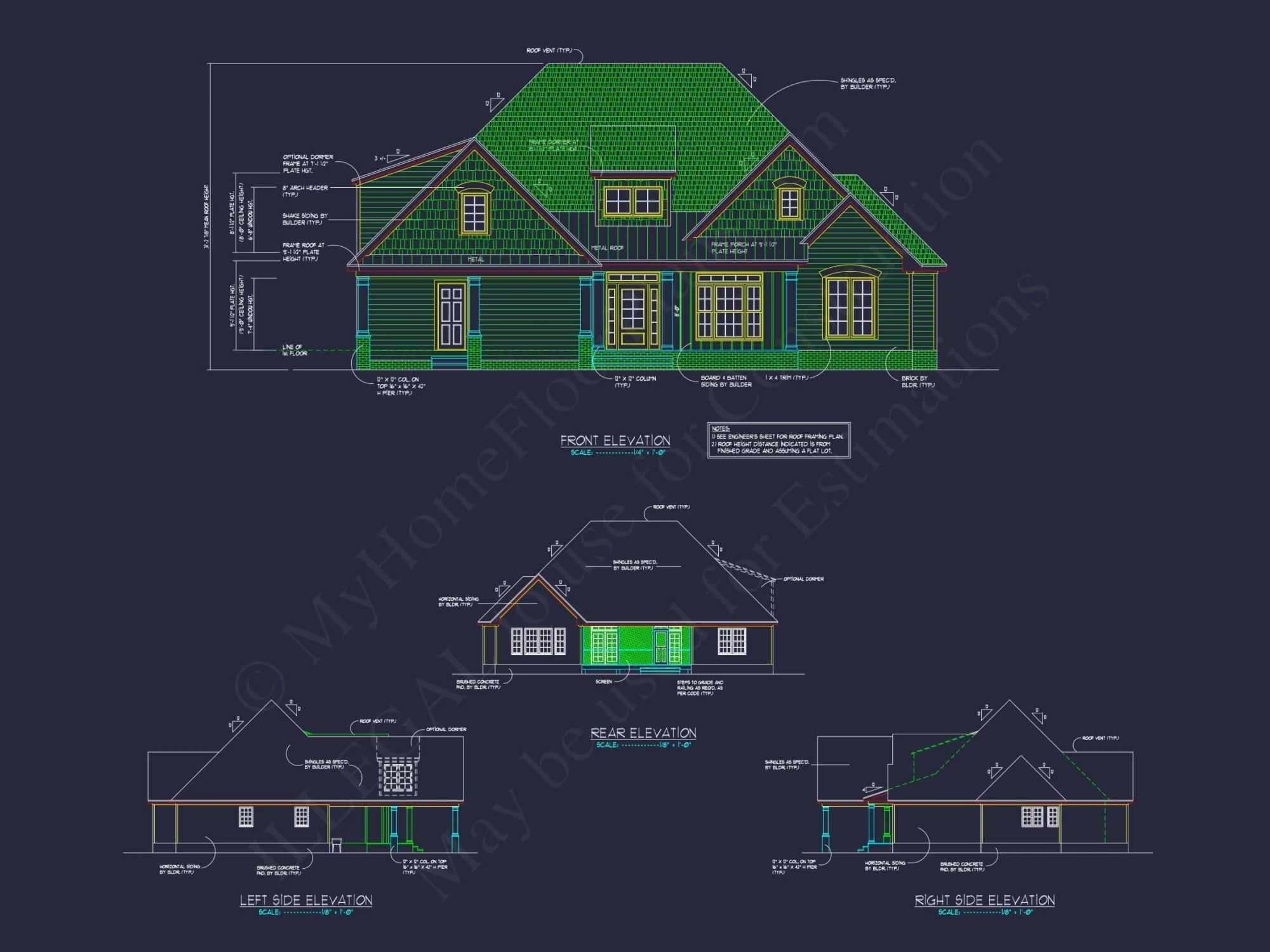 Modern Craftsman house Plan with CAD Blueprints and Design