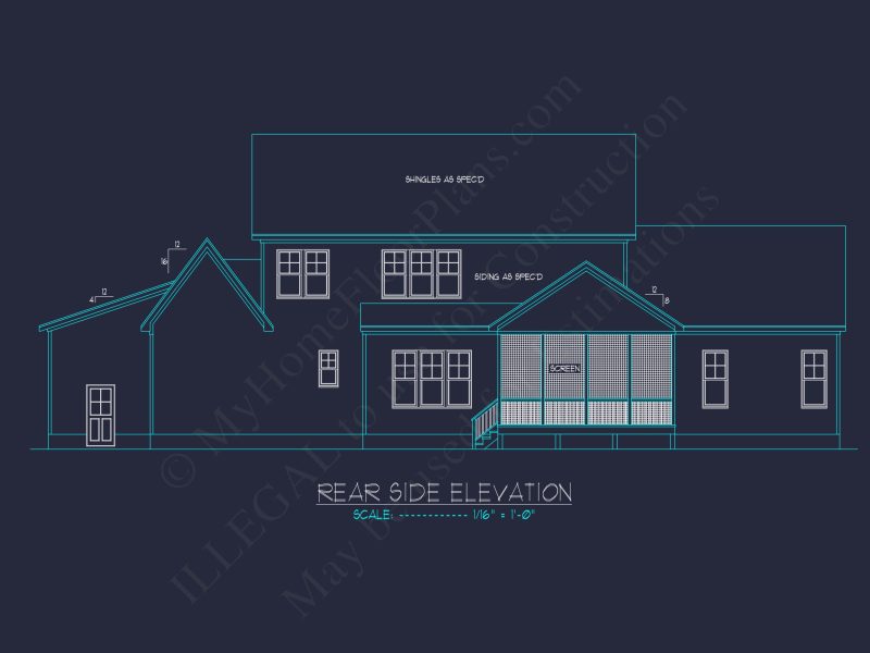 Modern Craftsman house Plan with Detailed Blueprints & CAD Designs