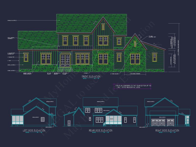 Modern Craftsman house Plan with Detailed Blueprints & CAD Designs
