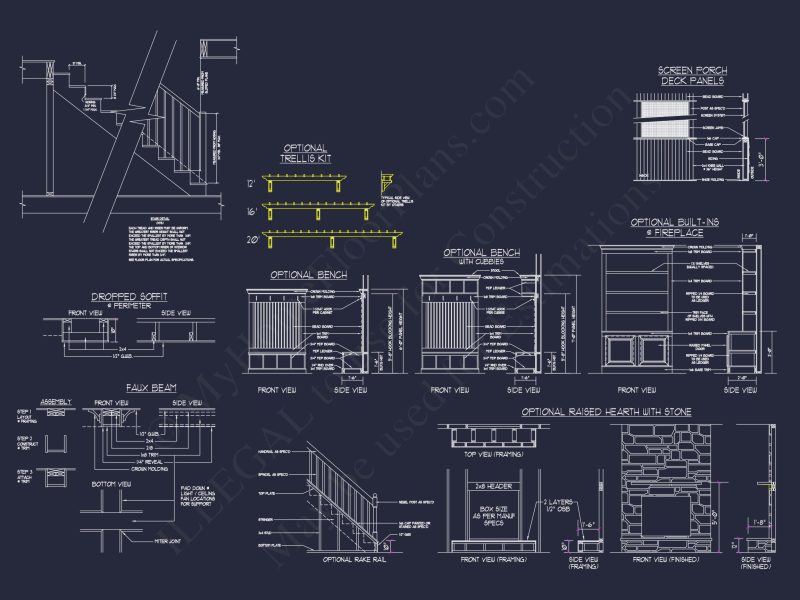 Modern Craftsman house Plan with Detailed Blueprints & CAD Designs