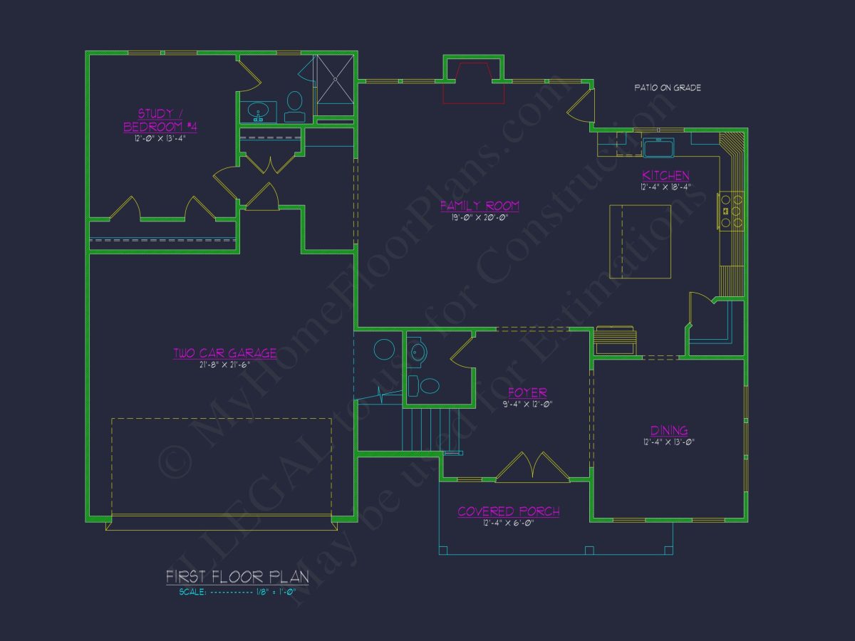 Modern Craftsman house Plan with Detailed Floor Blueprint