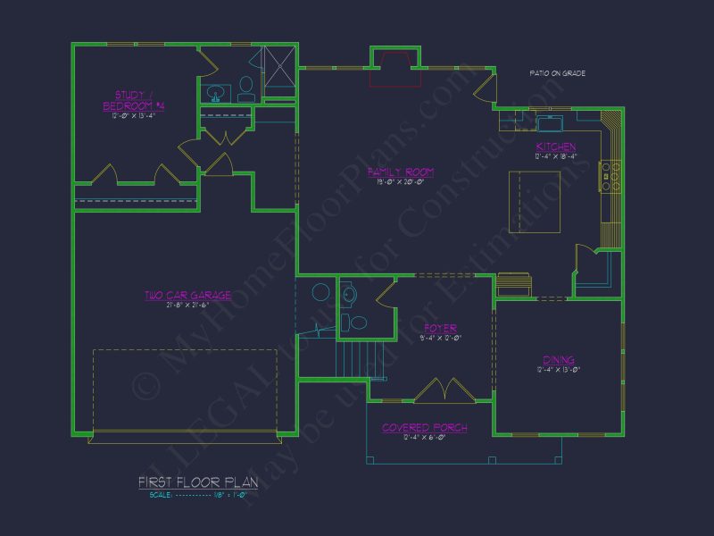 Modern Craftsman house Plan with Detailed Floor Blueprint