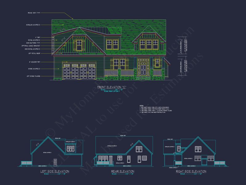 Modern Craftsman house Plan with Detailed Floor Blueprints