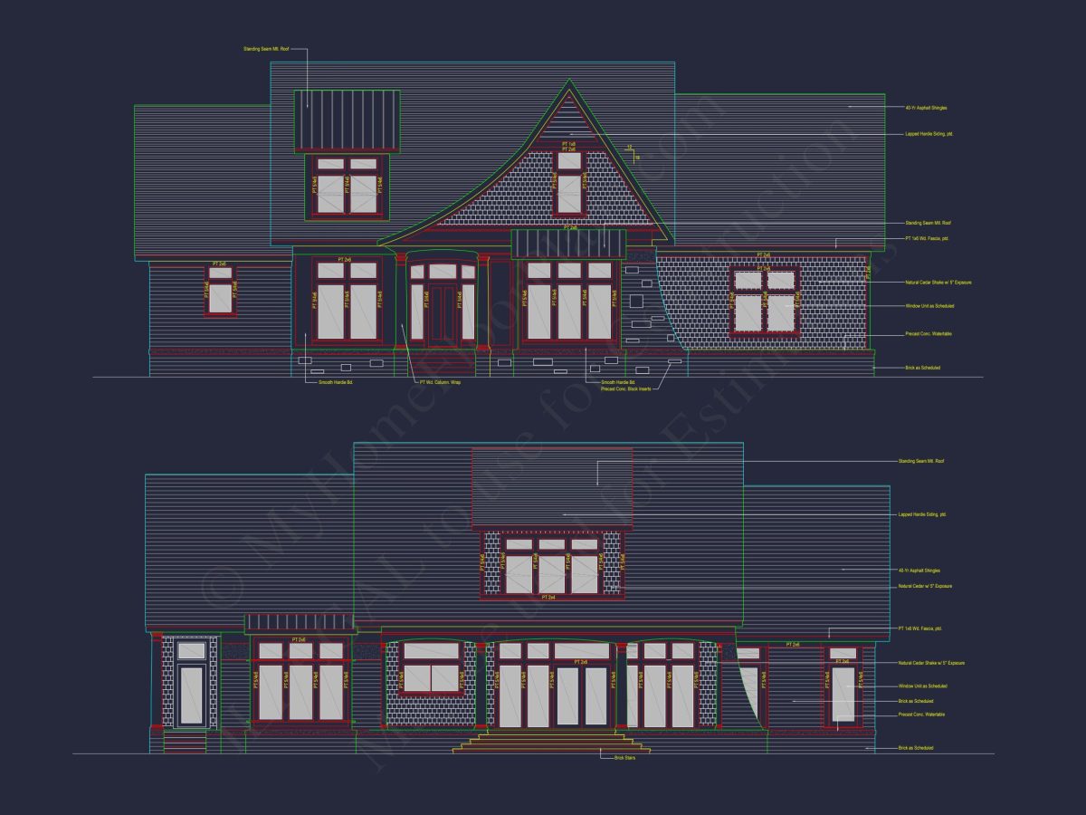 Modern Craftsman house Plan with Fireplace, 4 Bedrooms & Bonus