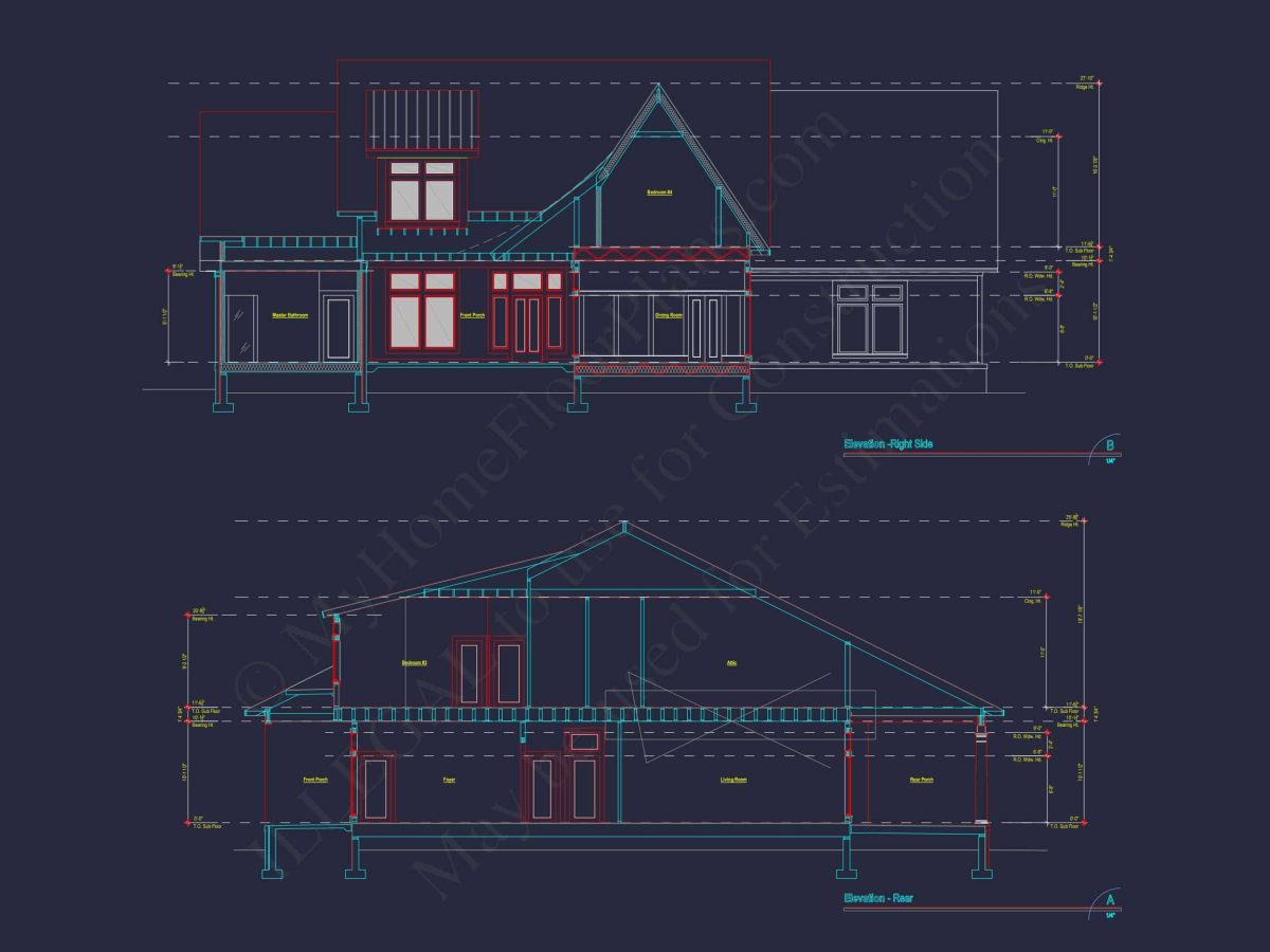 Modern Craftsman house Plan with Fireplace, 4 Bedrooms & Bonus